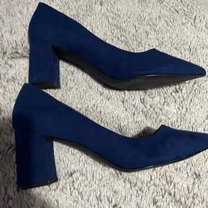 Elegant Blue Women's Block Heel Shoes
